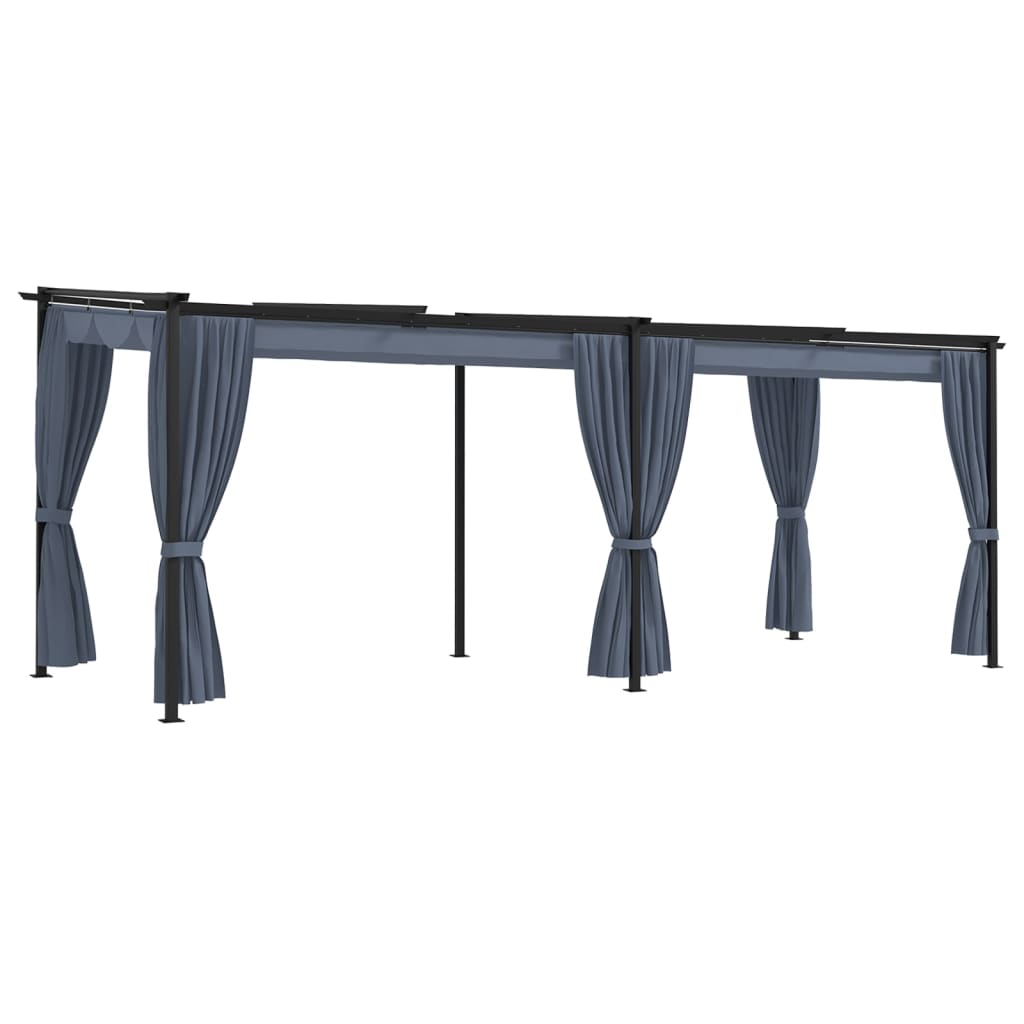 Anthracite Gazebo with Curtains