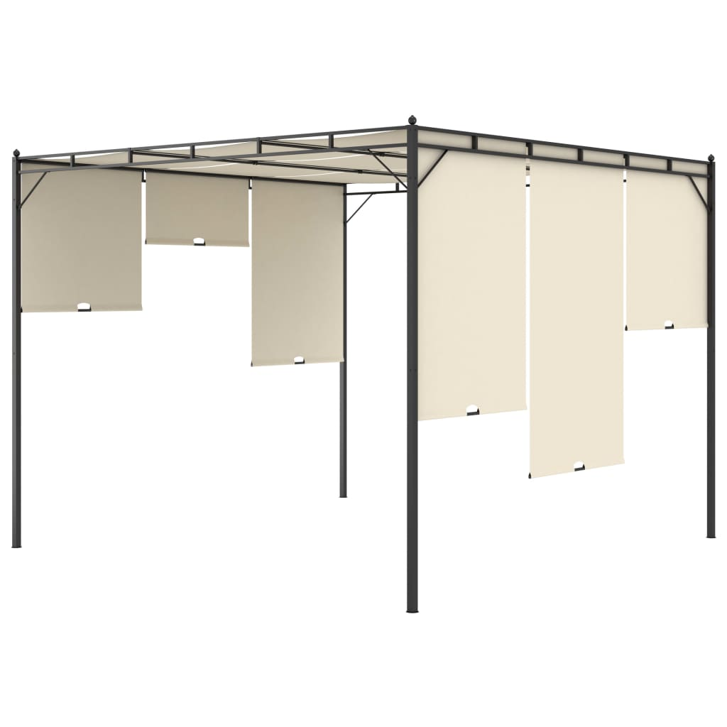 Cream Garden Gazebo with Side Curtain