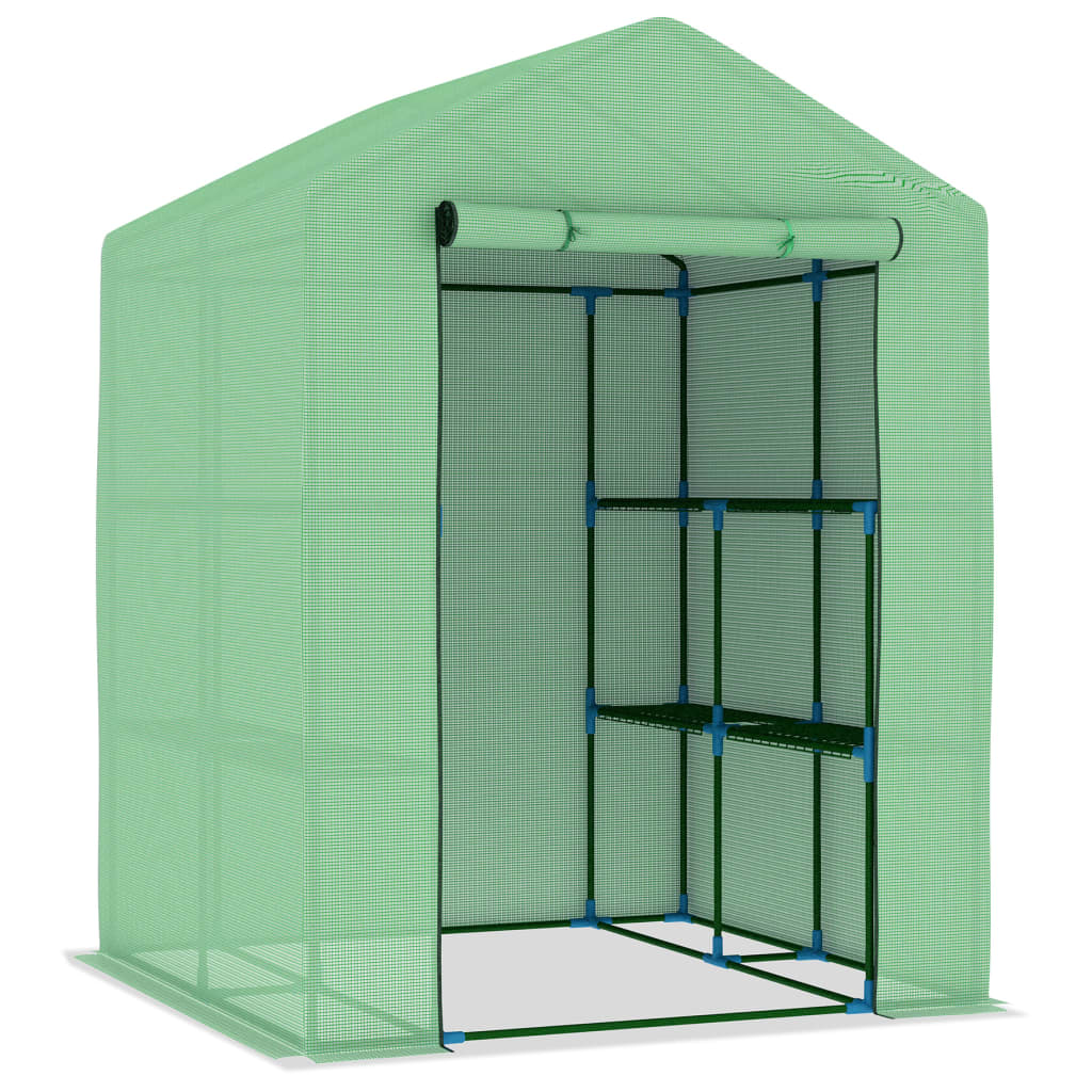 Steel Greenhouse with Shelves 143x143x195 cm