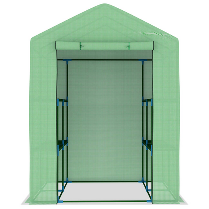 Steel Greenhouse with Shelves 143x143x195 cm