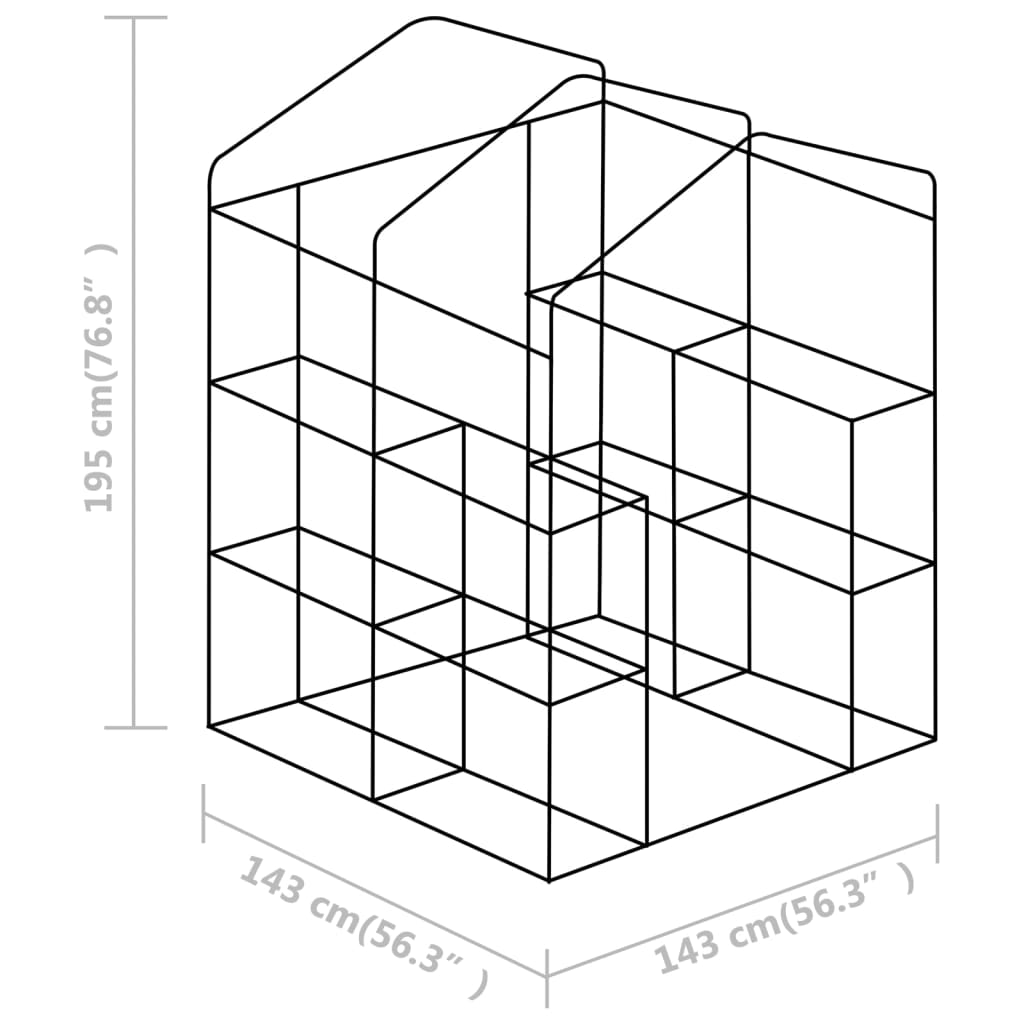 Steel Greenhouse with Shelves 143x143x195 cm