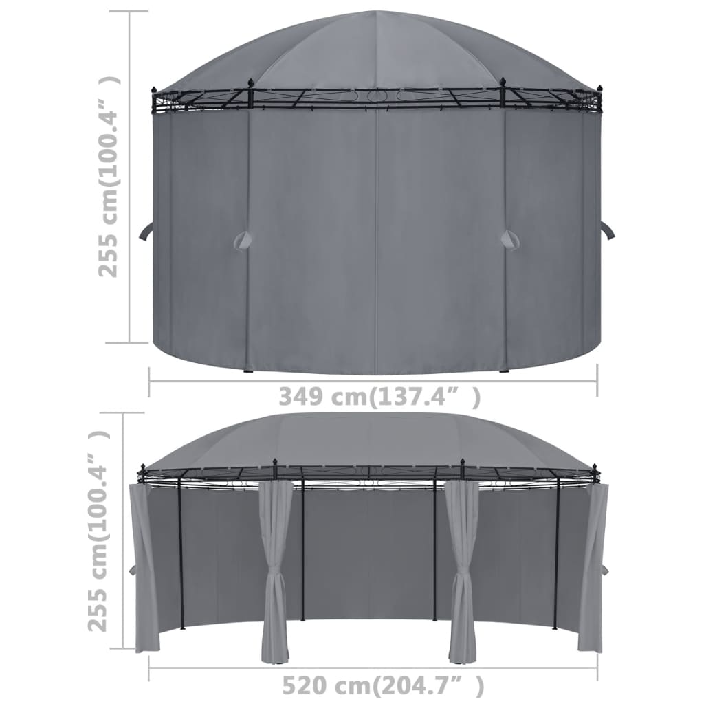 Anthracite Gazebo with Curtains