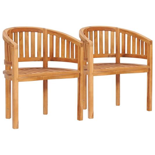  Solid Teak Wood Banana Chairs 2 pcs