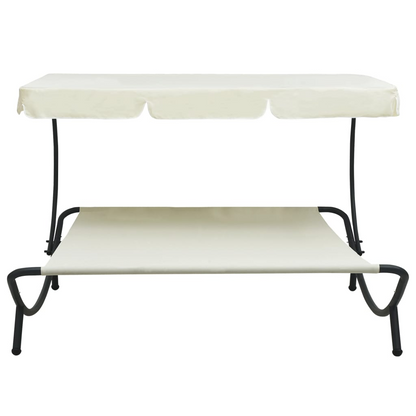 Cream White Outdoor Lounge Bed with Canopy