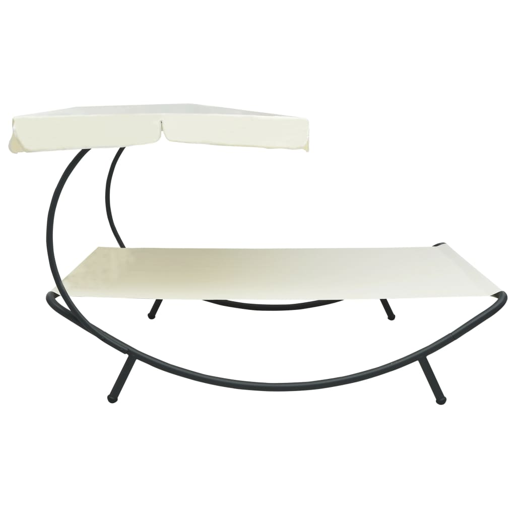 Cream White Outdoor Lounge Bed with Canopy