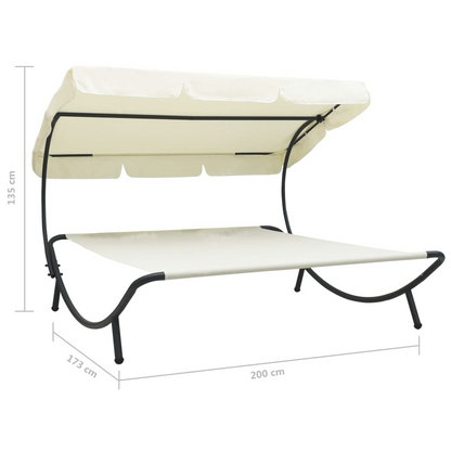 Cream White Outdoor Lounge Bed with Canopy