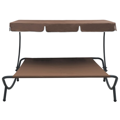  Brown Outdoor Lounge Bed with Canopy