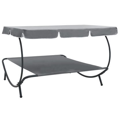 Grey Outdoor Lounge Bed with Canopy