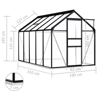 Aluminium Greenhouse with Base Frame 5.89 m²