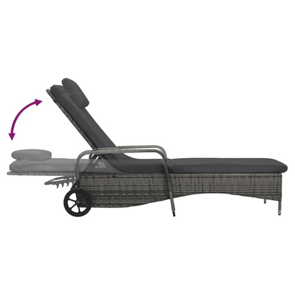 Grey Rattan Sun Lounger with Wheels | Jscapes Home and Garden