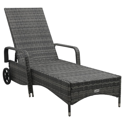 Grey Rattan Sun Lounger with Wheels | Jscapes Home and Garden