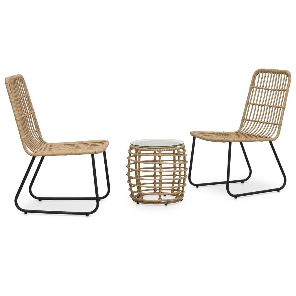 3 Piece Rattan Oak Bistro Set