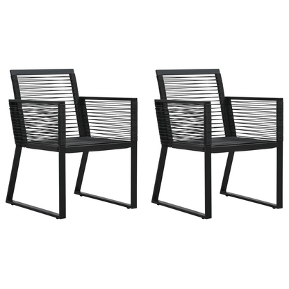  Black PVC Rattan Garden Chairs 2 pcs