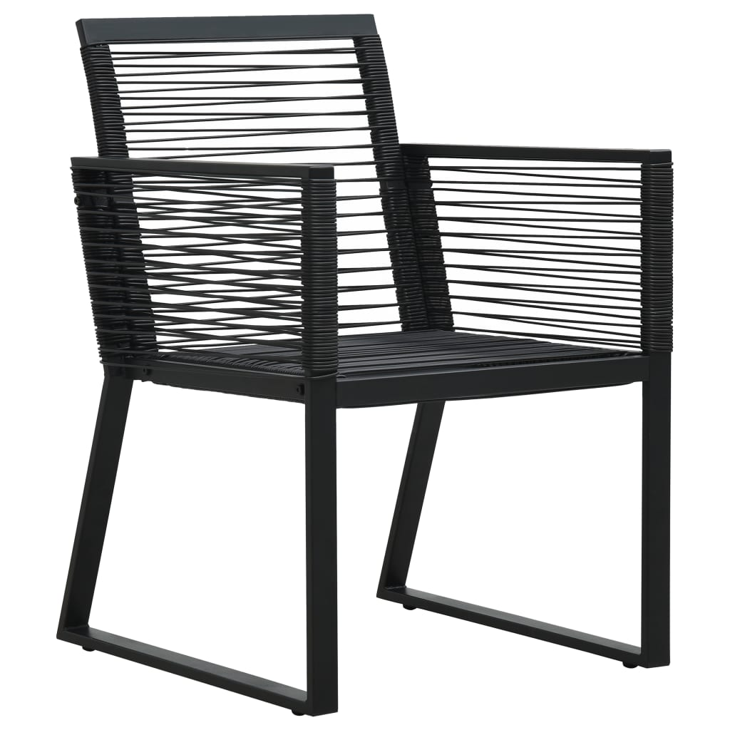  Black PVC Rattan Garden Chairs 2 pcs