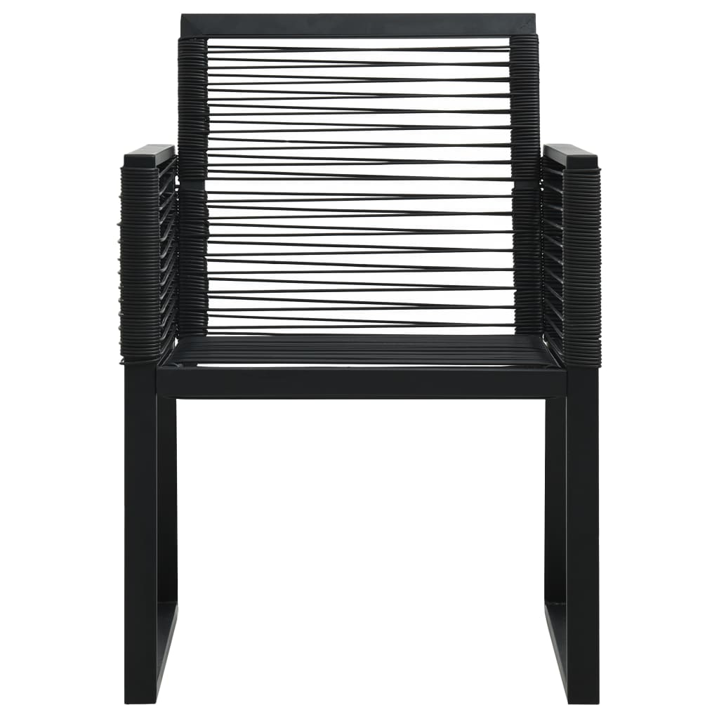  Black PVC Rattan Garden Chairs 2 pcs