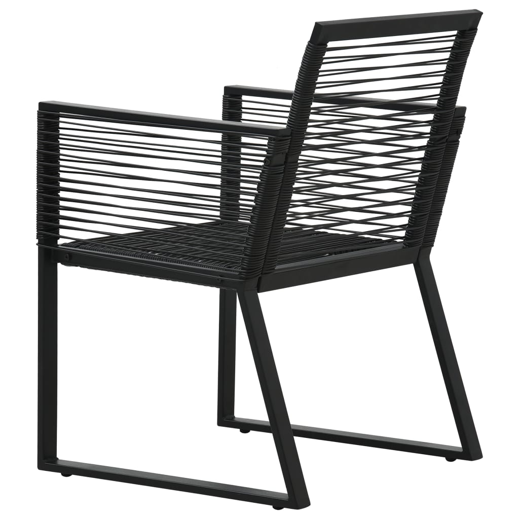  Black PVC Rattan Garden Chairs 2 pcs