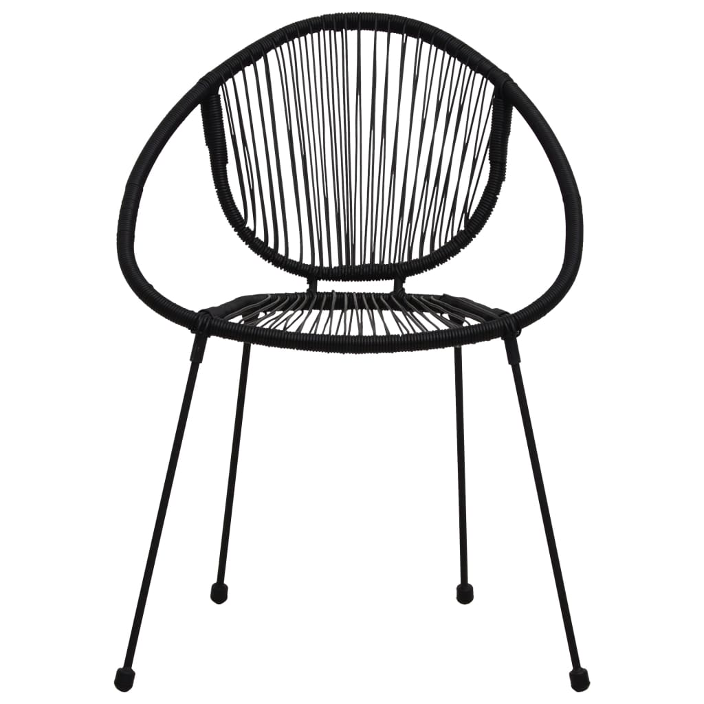  3 Piece Black PVC Rattan Bistro Set