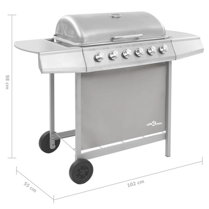 Gas BBQ Grill with 6 Burners Silver