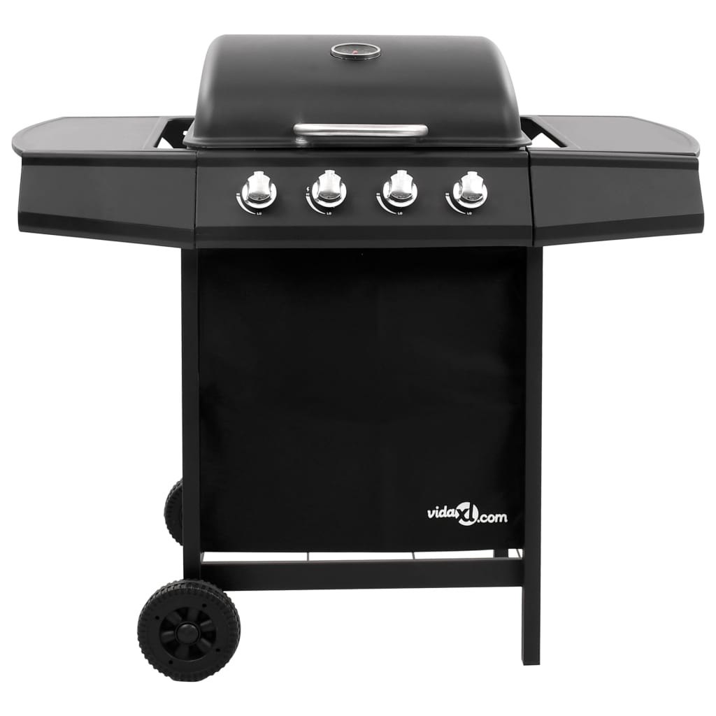 Gas BBQ Grill with 4 Burners Black