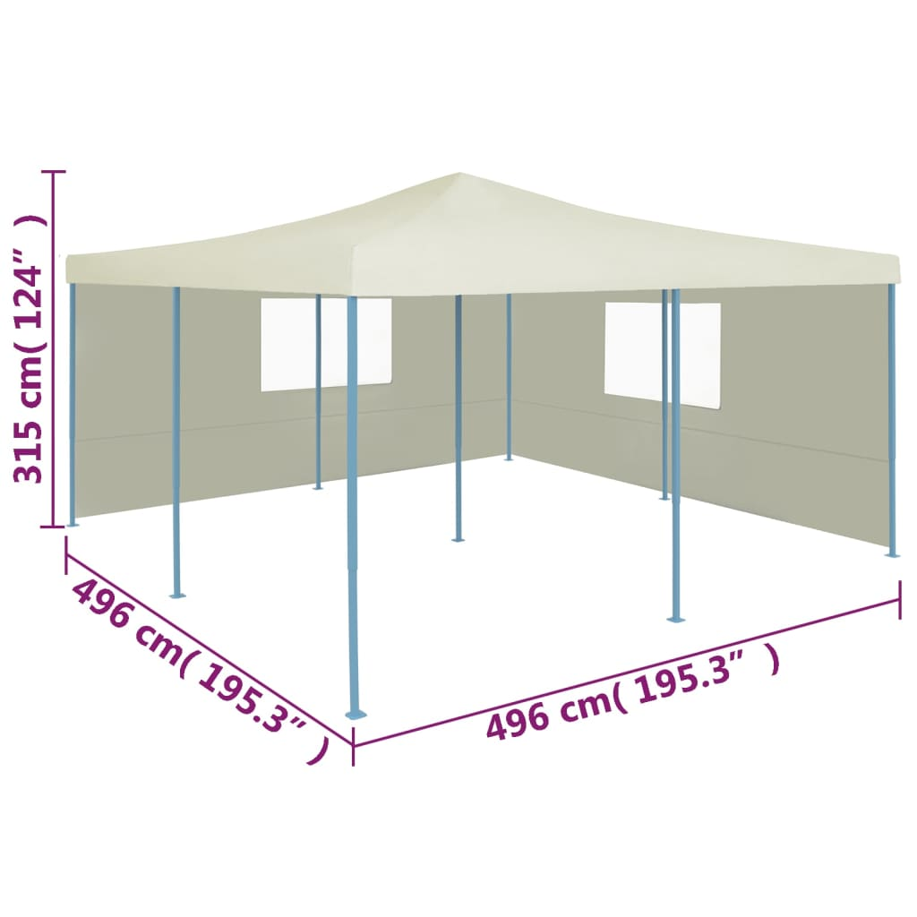 Cream Folding Gazebo with 2 Sidewalls