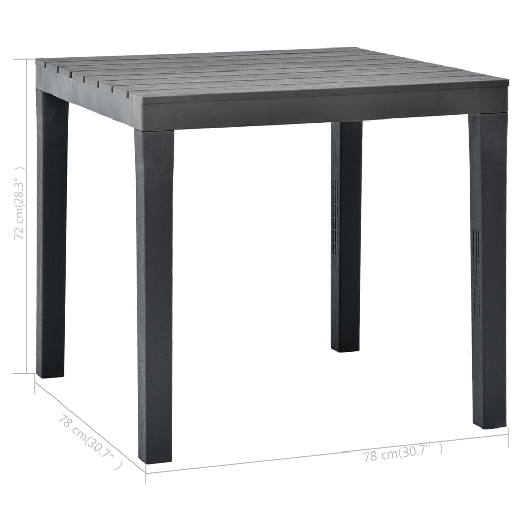 Anthracite Plastic Garden Table  78x78x72 cm 