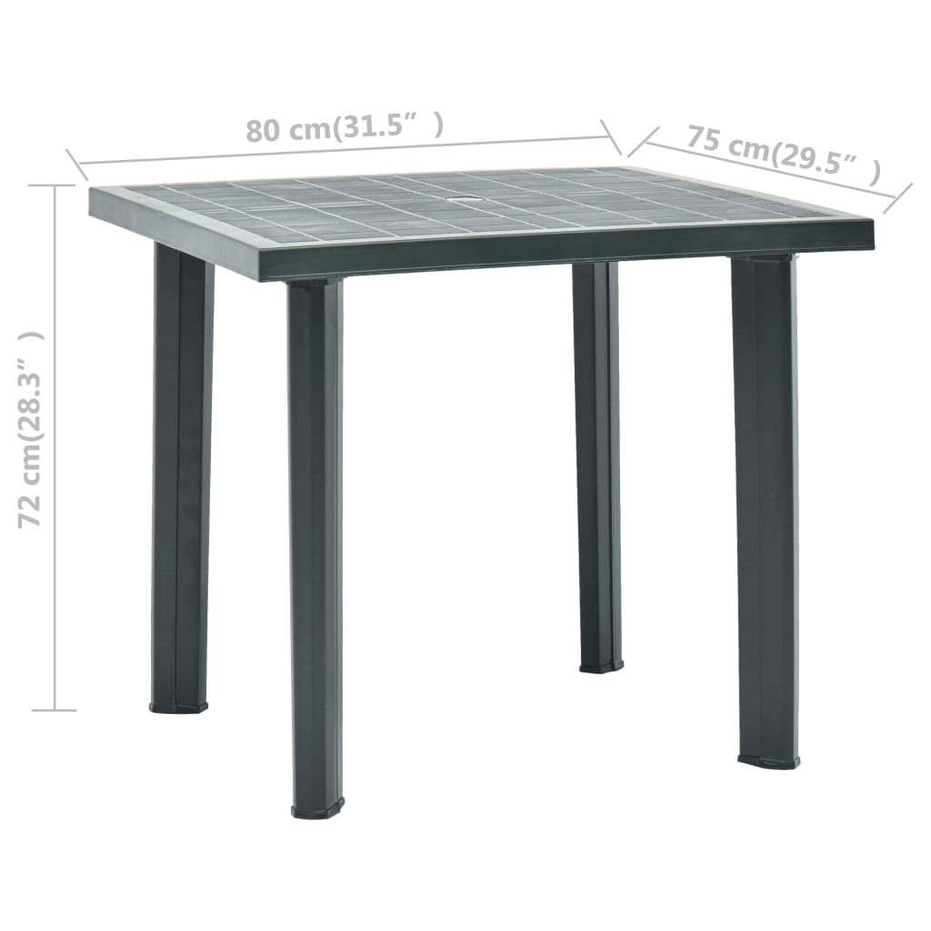   Green Plastic Garden Table 80x75x72 cm