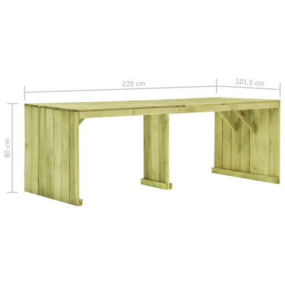 Impregnated Pinewood Garden Table 220x101.5x80 cm