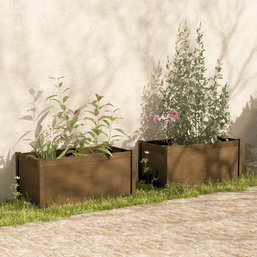 Set of 2 Honey Brown Garden Planters | Jscapes Home and Garden