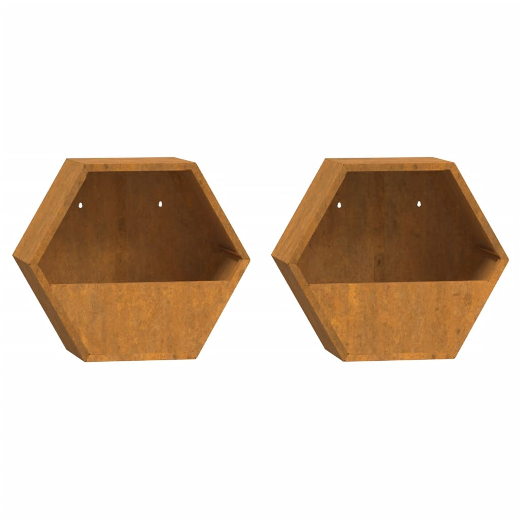 Set of 2 Corten Steel Wall Planters | Jscapes Home and Garden