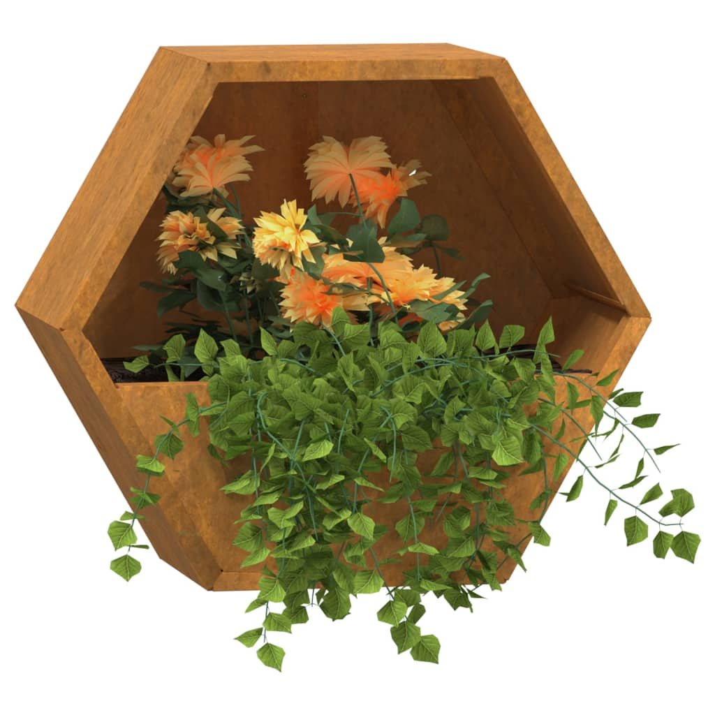 Set of 2 Corten Steel Wall Planters | Jscapes Home and Garden