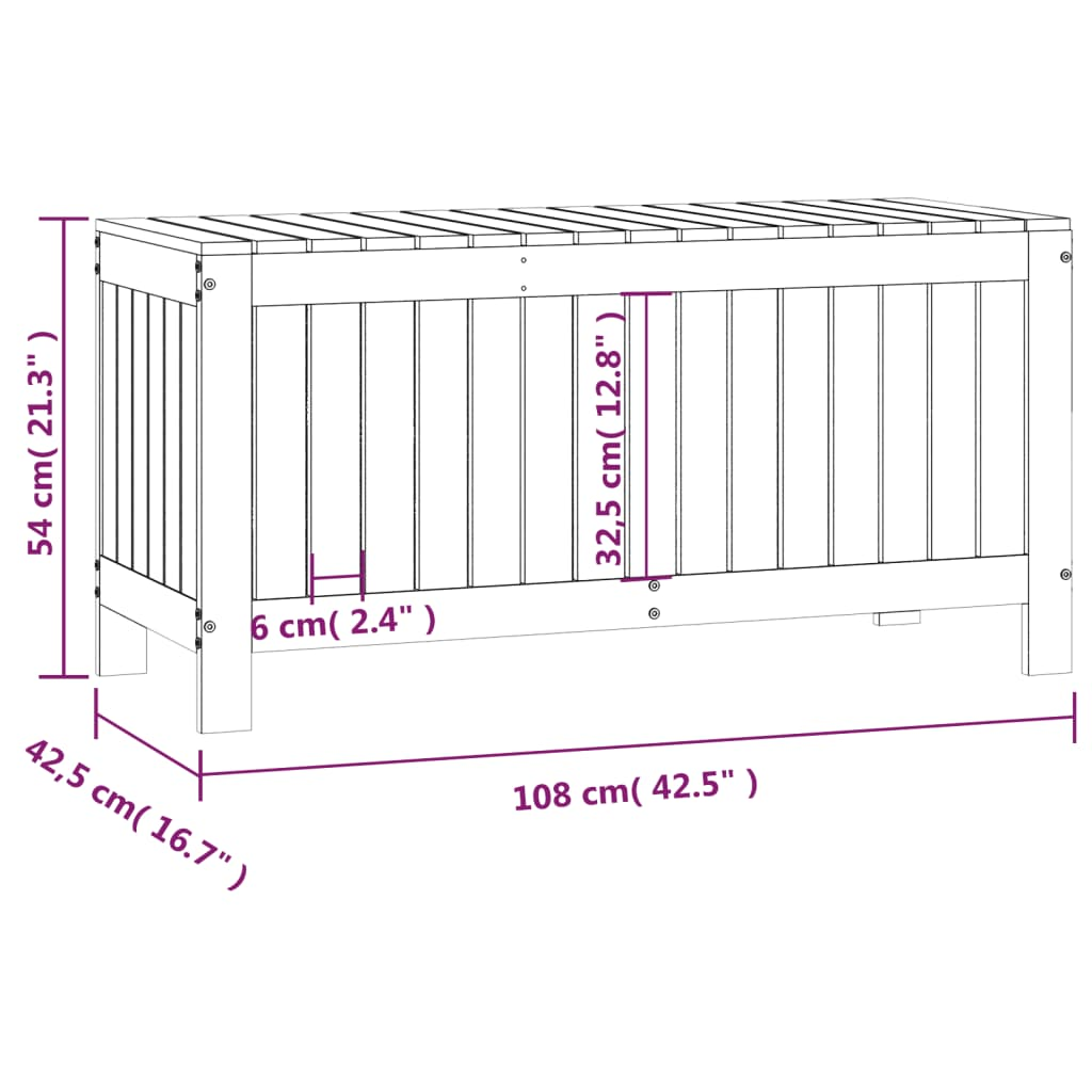  Black Solid Pine Garden Storage Box  108x42.5x54 cm