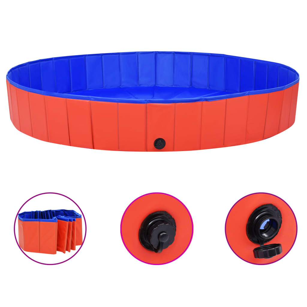 Foldable Dog Swimming Pool Red 200x30 cm