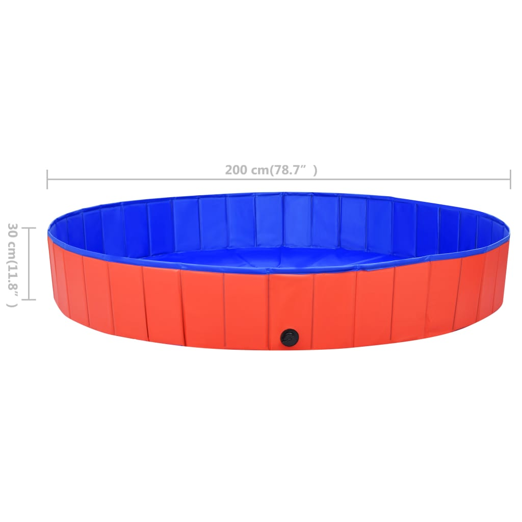 Foldable Dog Swimming Pool Red 200x30 cm