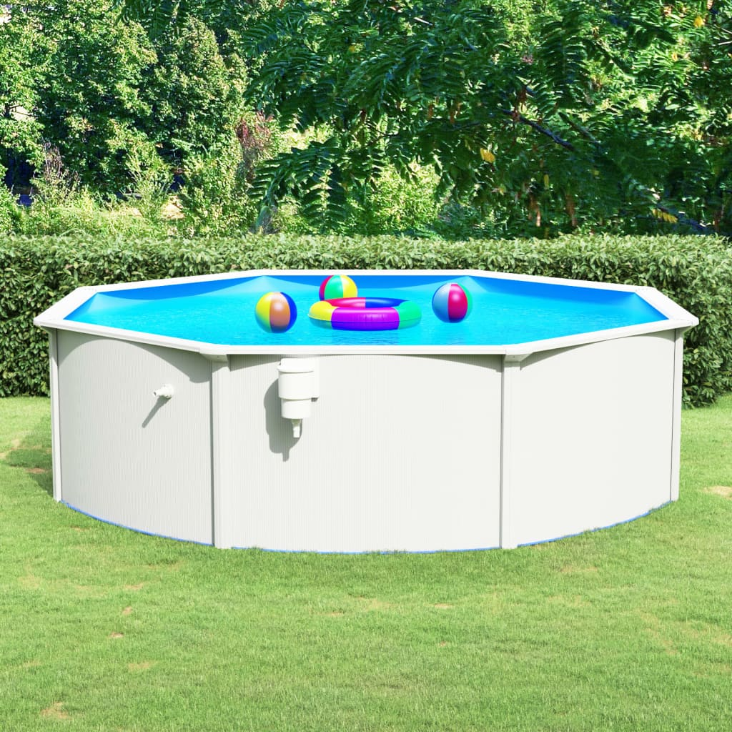 White Swimming Pool with Steel Wall  460x120 cm