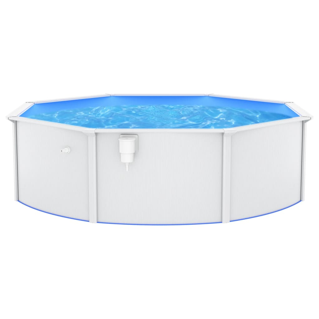 White Swimming Pool with Steel Wall  460x120 cm