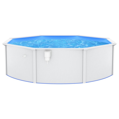 White Swimming Pool with Steel Wall  460x120 cm