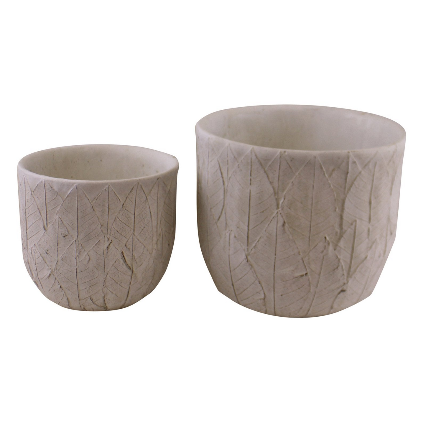 Set of 2 Cement Embossed Leaf Planters | Jscapes Home and Garden