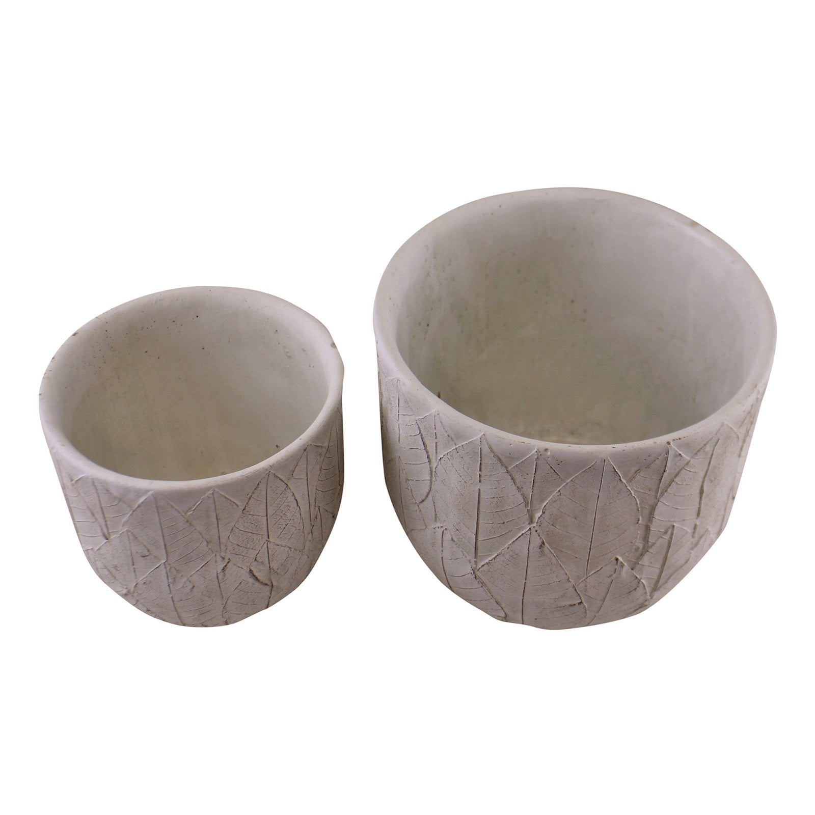 Set of 2 Cement Embossed Leaf Planters | Jscapes Home and Garden