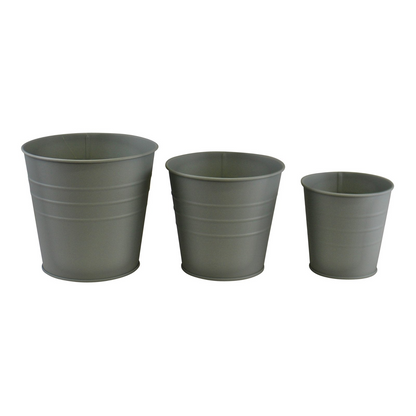 Set of 3 Round Metal Planters | Jscapes Home and Garden