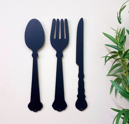 Black Three Piece Cutlery Wall Decoration