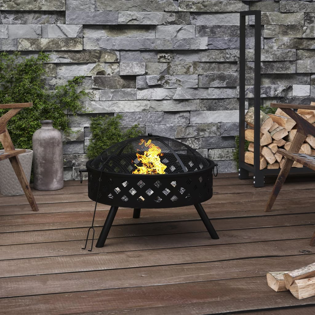 Steel Fire Pit with Poker | Jscapes Home and Garden