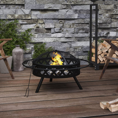 Steel Fire Pit with Poker | Jscapes Home and Garden