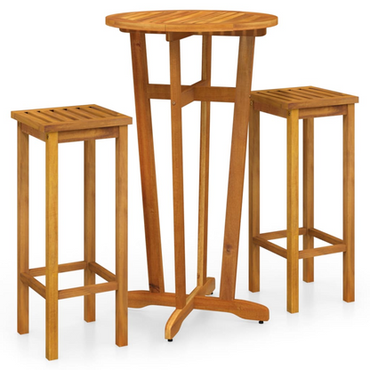 3 Piece Solid Acacia Wood Garden Bar Set