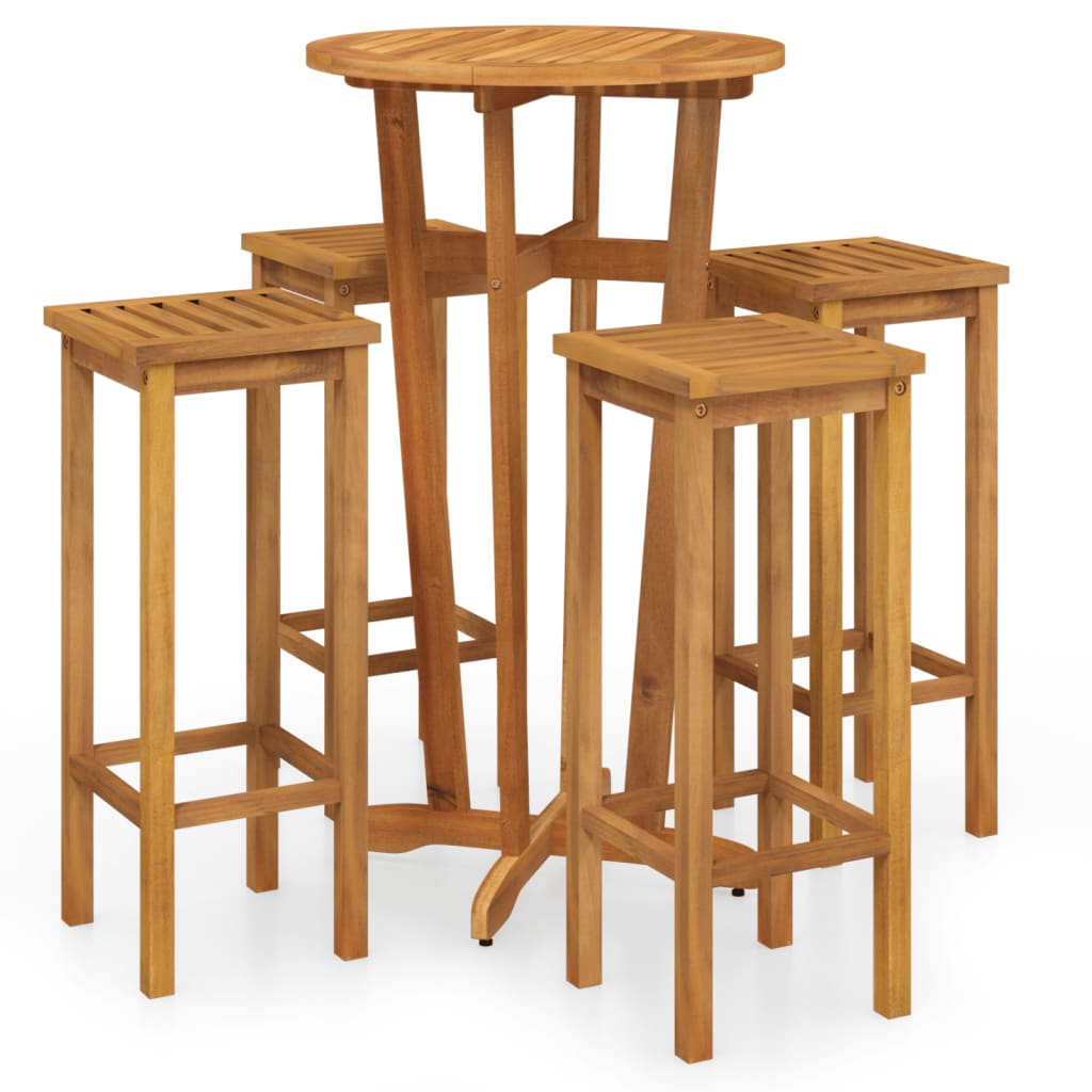  Solid Acacia Wood 5 Piece Garden Bar Set