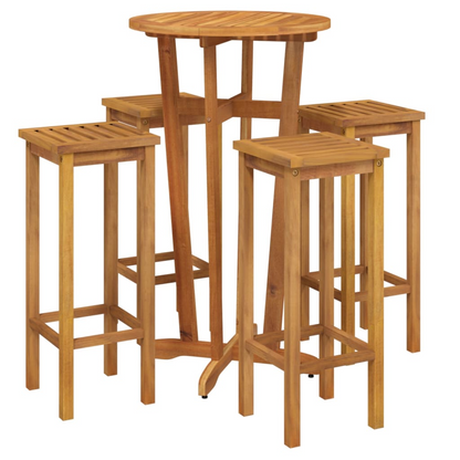  Solid Acacia Wood 5 Piece Garden Bar Set