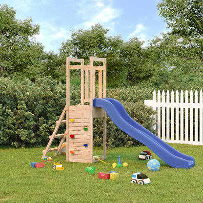 Solid Wood Pine ( 1 play tower with rock climbing wall and slide ) 236 x 53 x 169 cm (L x W x H)