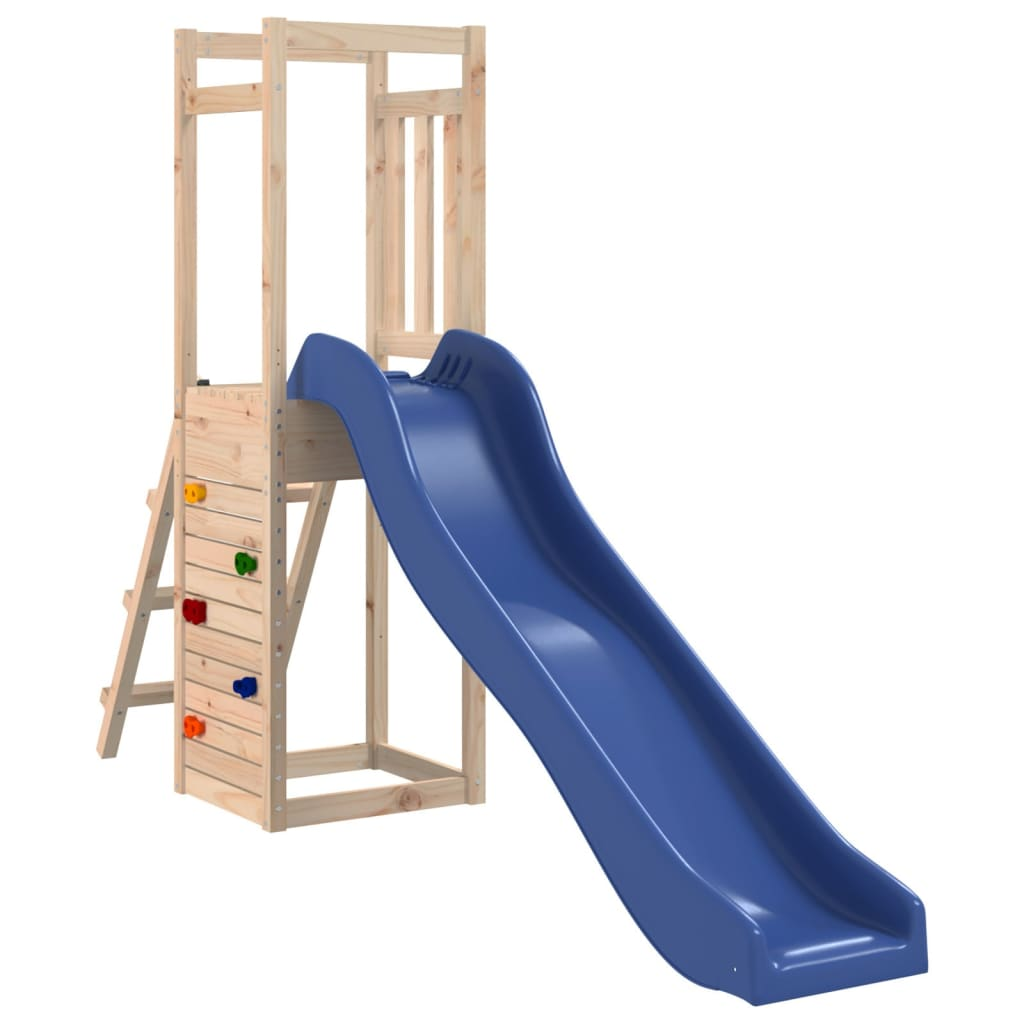 Solid Wood Pine ( 1 play tower with rock climbing wall and slide ) 236 x 53 x 169 cm (L x W x H)