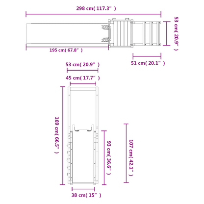 Solid Wood Pine ( 1 play tower with rock climbing wall and slide ) 236 x 53 x 169 cm (L x W x H)