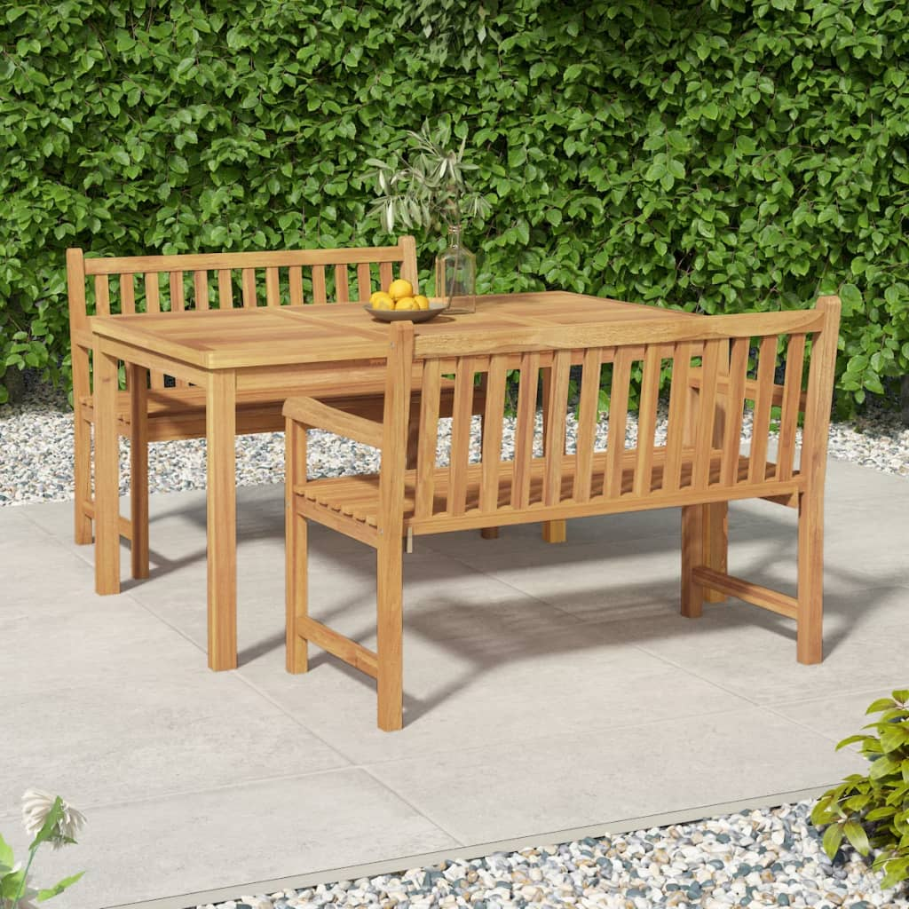  Solid Teak Wood 3 Piece Garden Dining Set 