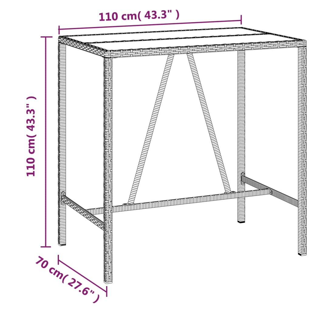  5 Piece Grey Poly Rattan & Solid Wood Garden Bar Set